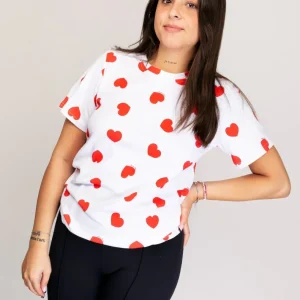 T-shirt GLORIA Blanc Coeurs Rouges