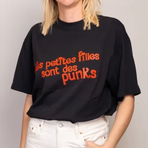 T-shirt oversize KELLY "Les petites filles sont des Punks" Noir